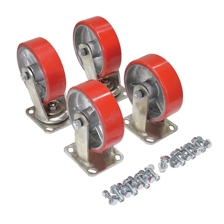 Vestil 6"X2" POLY-ON-STEEL CASTER KIT 4800 lb CAP, PK4 D-CK4-PU6-2